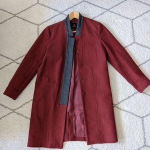 Maroon Wool Coat Jacket from Denmark